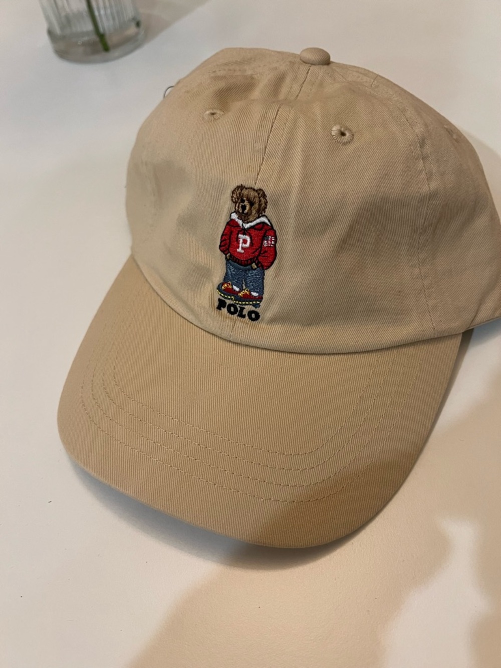 Polo by Ralph Lauren Beige Bear Embroidered Baseball Cap